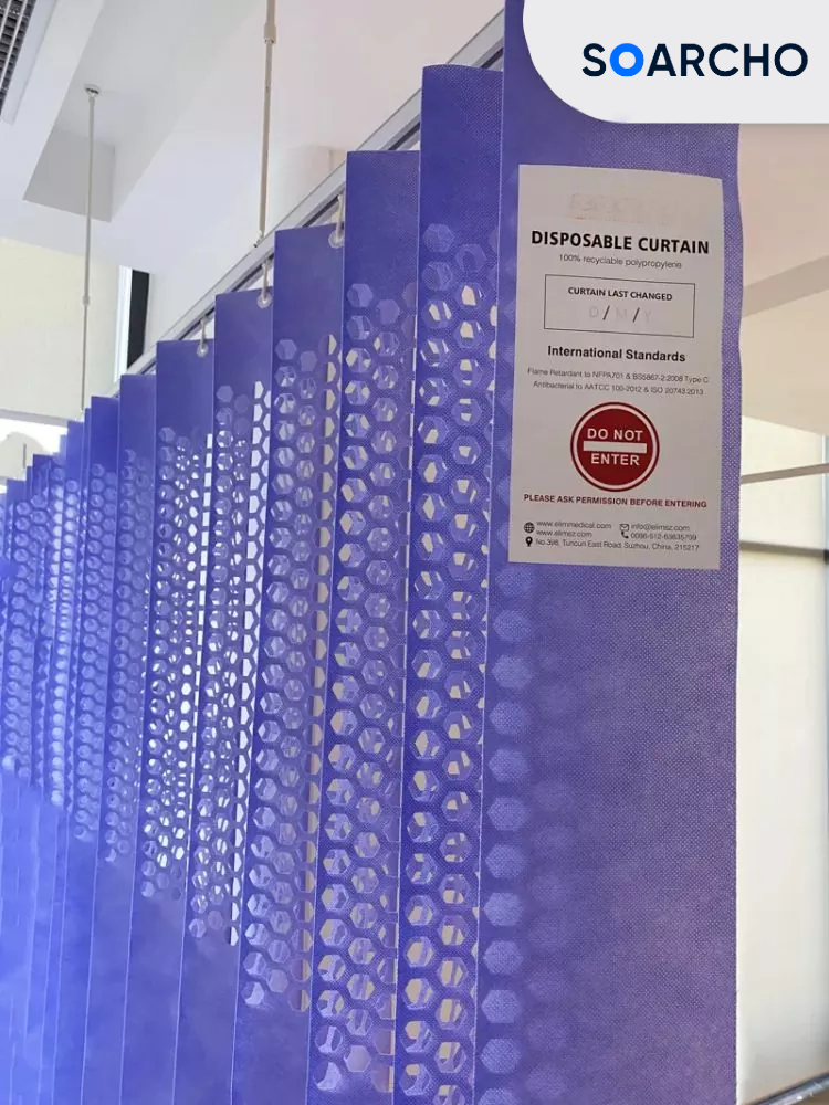 Roller Hooks Hospital Anti-bacterial Privacy Curtains
