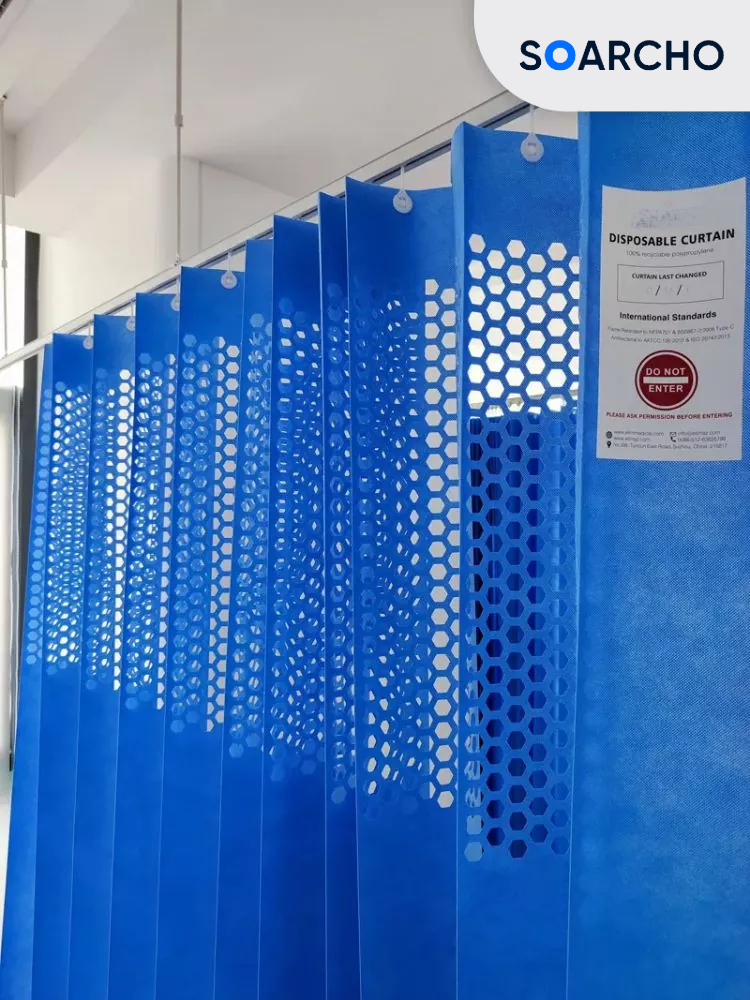 Disposable Privacy Curtains with Eyelets